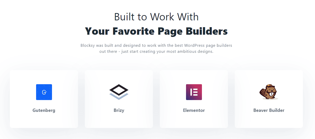 blocksy theme review: blocksy supported page builders